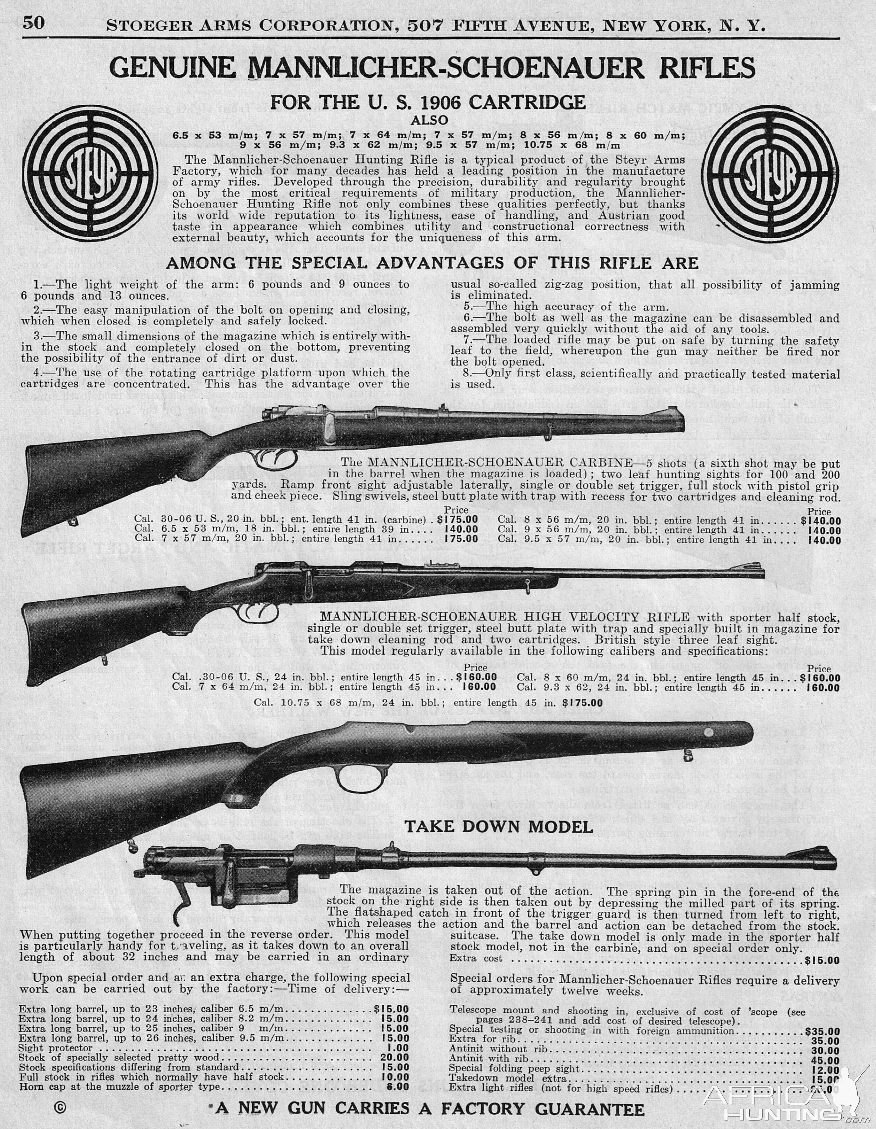 Pages 50 of the 1939 Stoeger Catalog. Stoeger