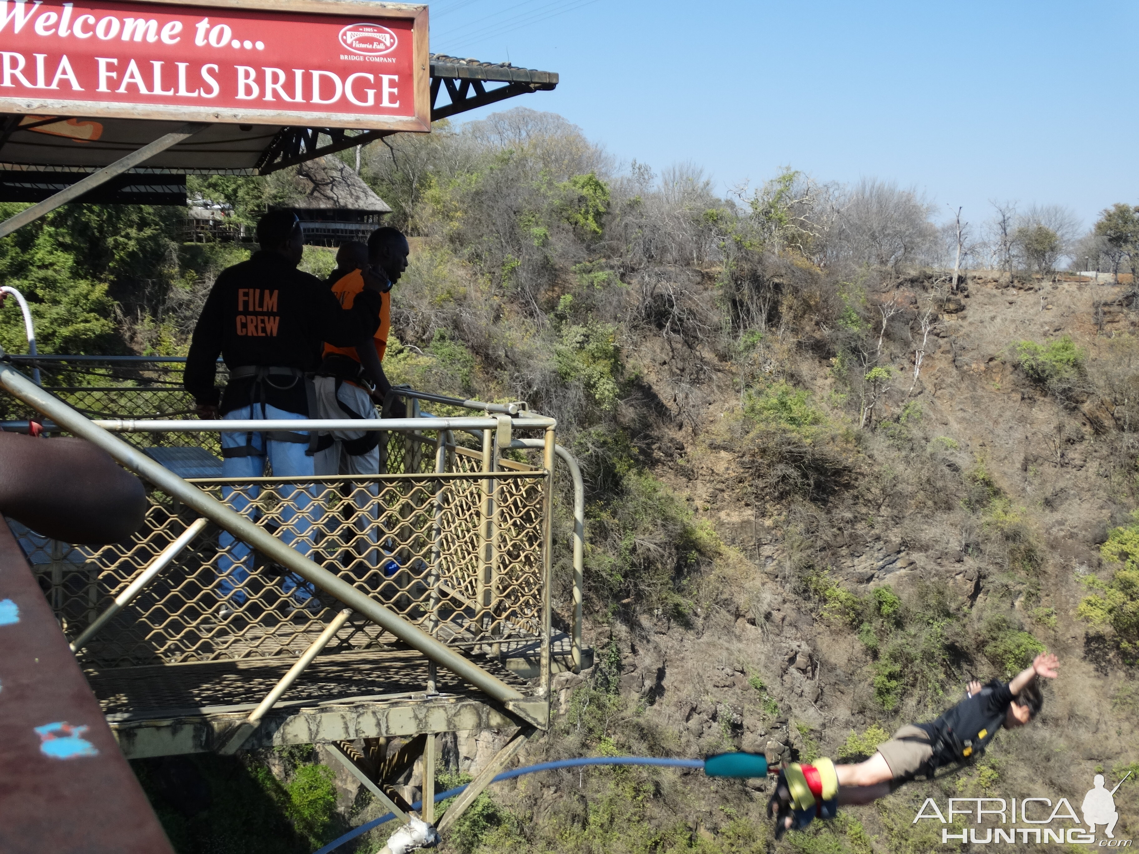 Paul bungee jumping off the Zambezi R bridge