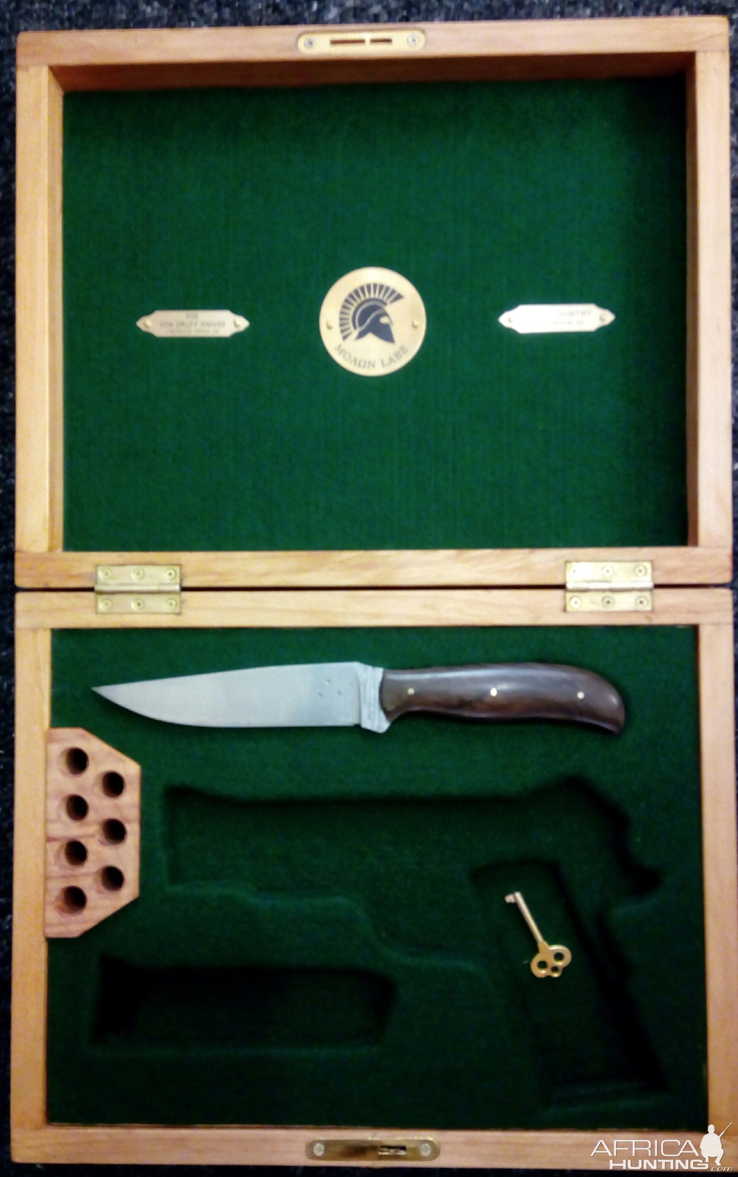 Pistol, Ammo & Hunting Knife Box