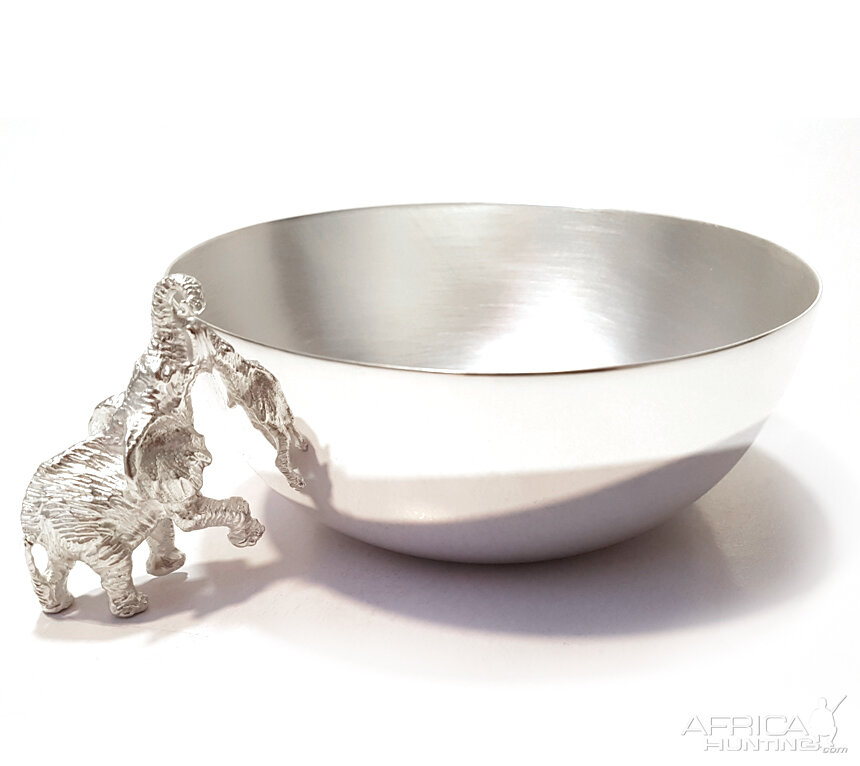 Plated Silver Elephant Snack Bowl from African Sporting Creations