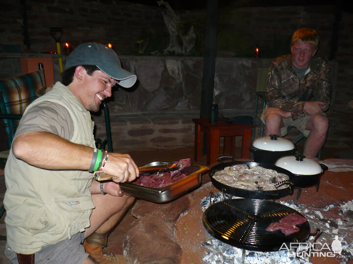 Preparing Steak Hunting Accommodation Namibia