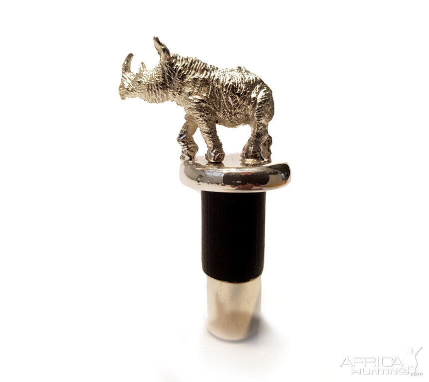 Rhino Plated Silver Bottle Stopper from African Sporting Creations
