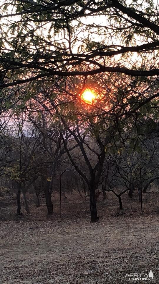 Sun setting in Zimbabwe