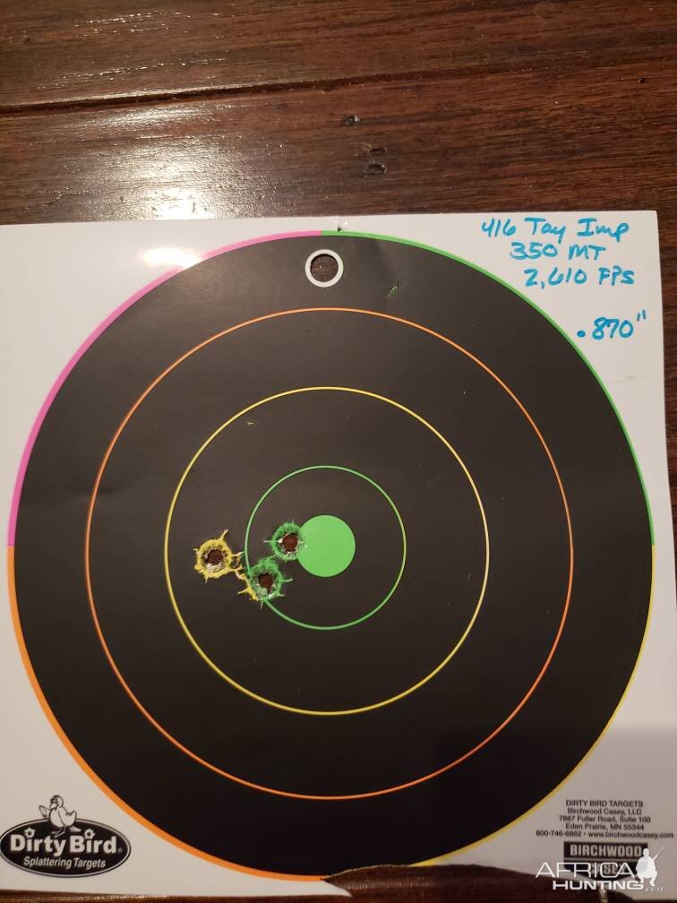 Tested loads in my 416 Taylor Imp