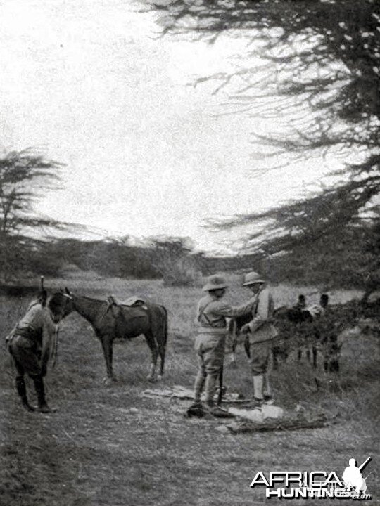 Theodore Roosevelt and Medlicott at the spot for the first day of lion hunt