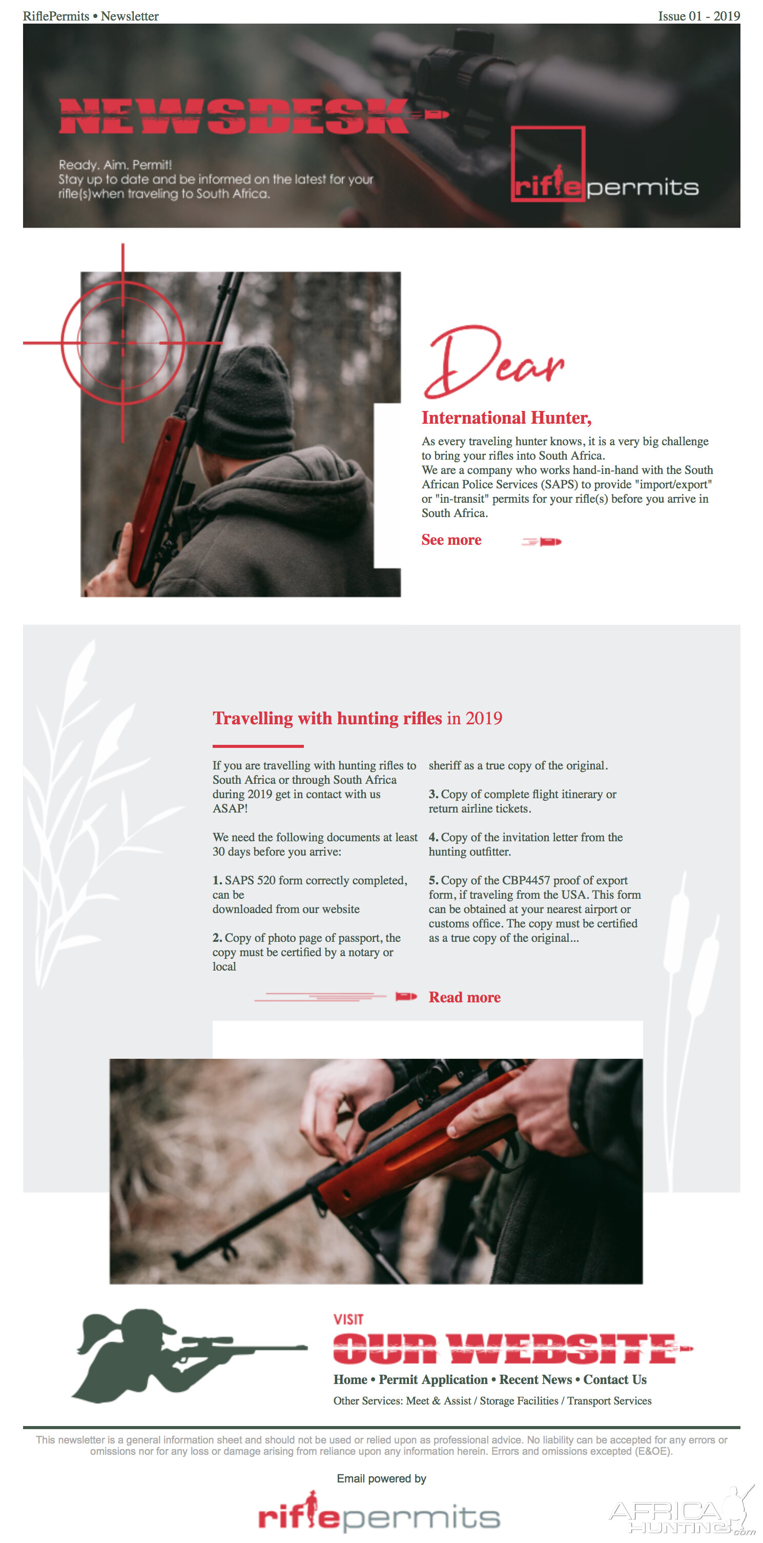 Travelling with hunting rifles in 2019