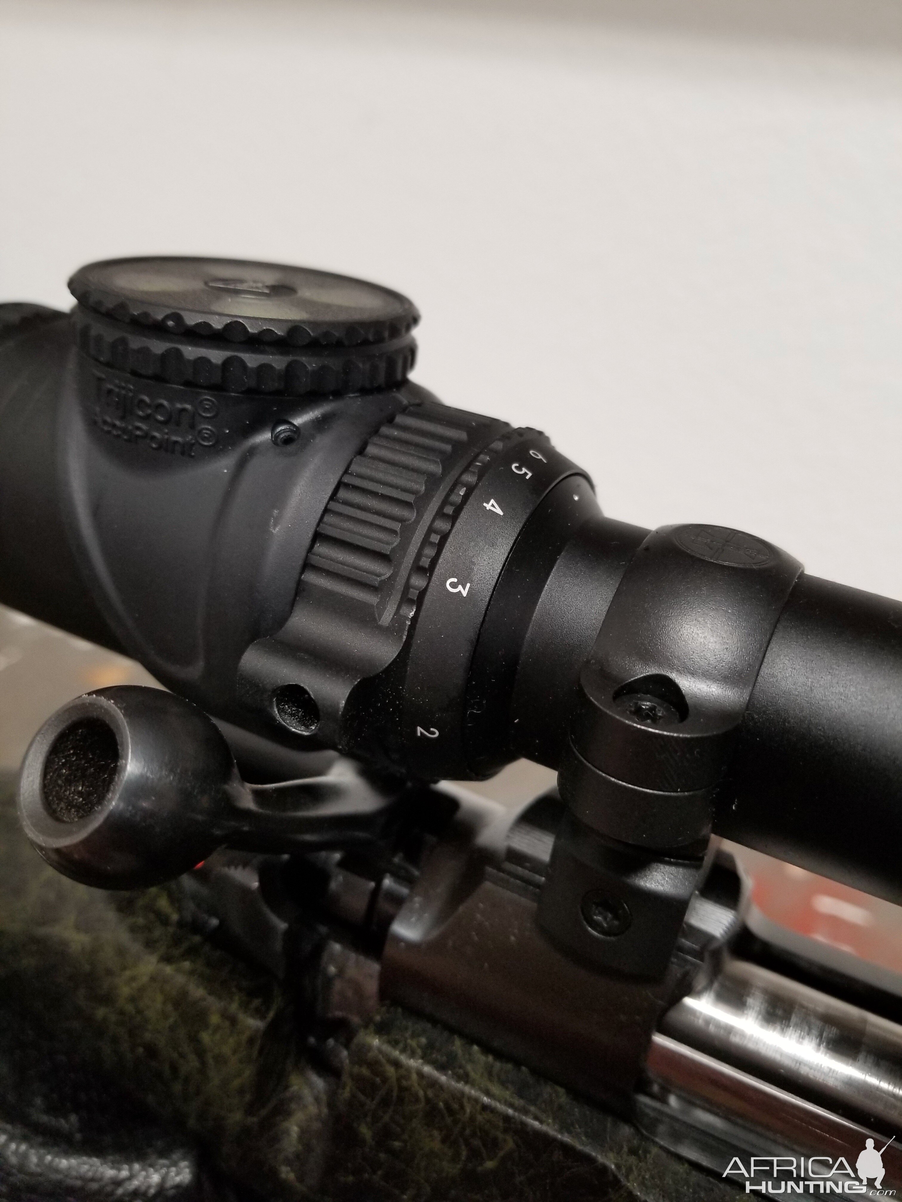 Trijicon AccuPoint 1-6 30mm mounted on CZ 550 .416 Rigby