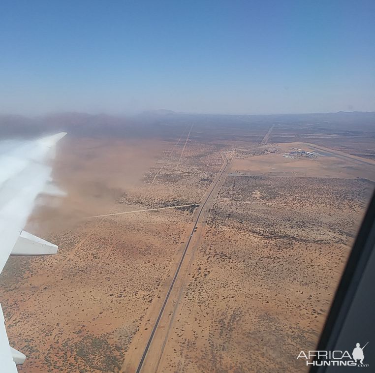 View of Hosea Kutako Airport Namibia from the plane
