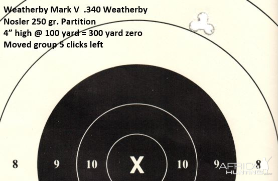 Weatherby Mark V .340 Weatherby Range Shots