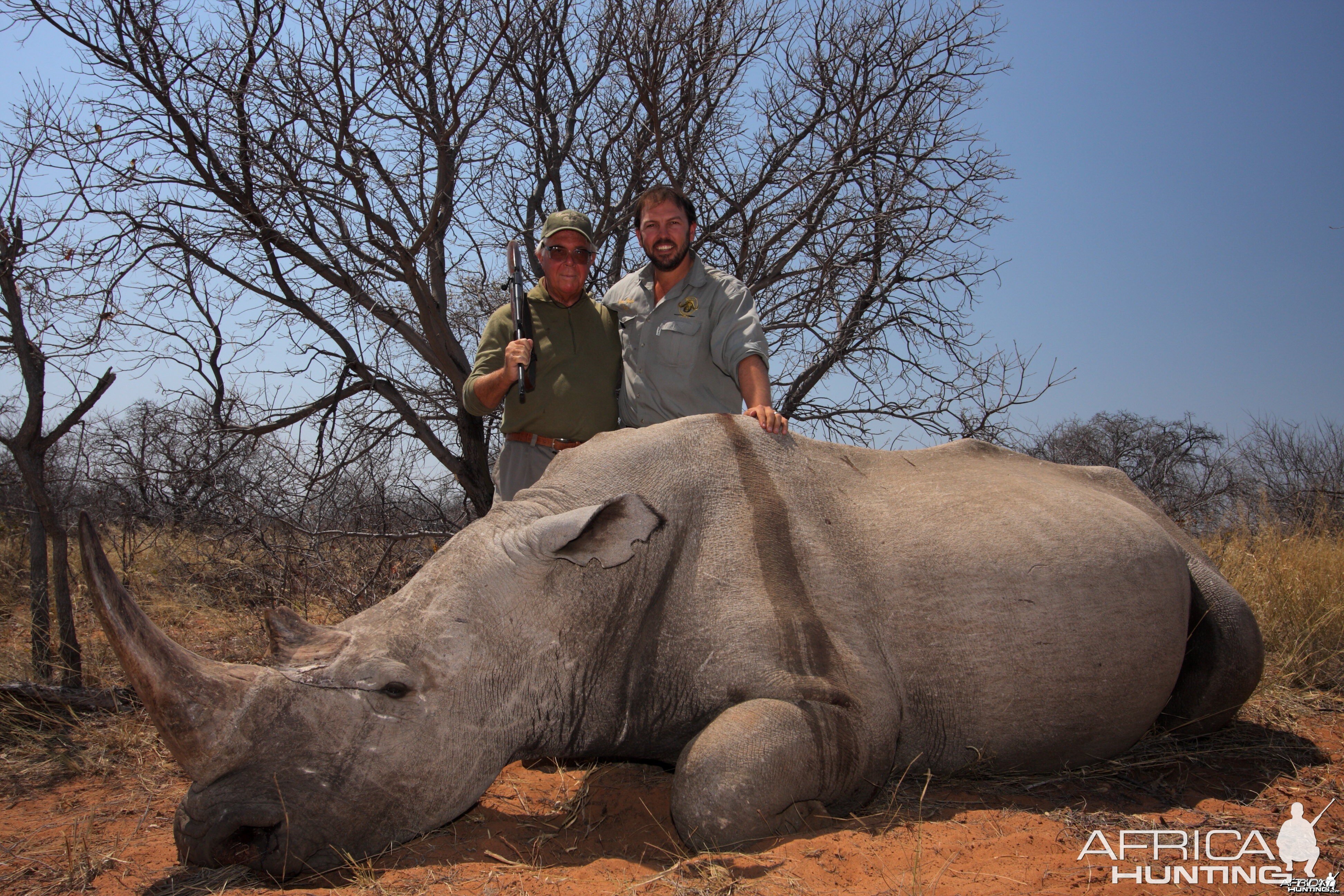 White Rhino hunted on the Waterberg Plateau in Namibia