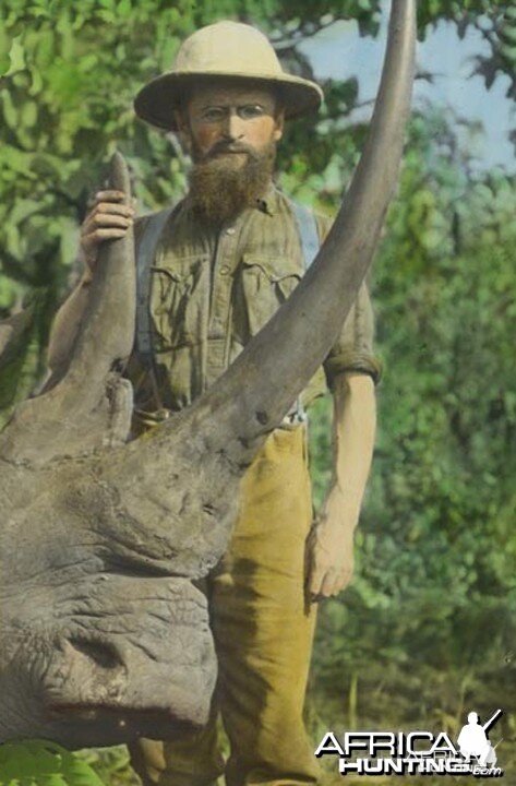 White Rhinoceros taken in Congo Belge by Herbert Lang, 1912