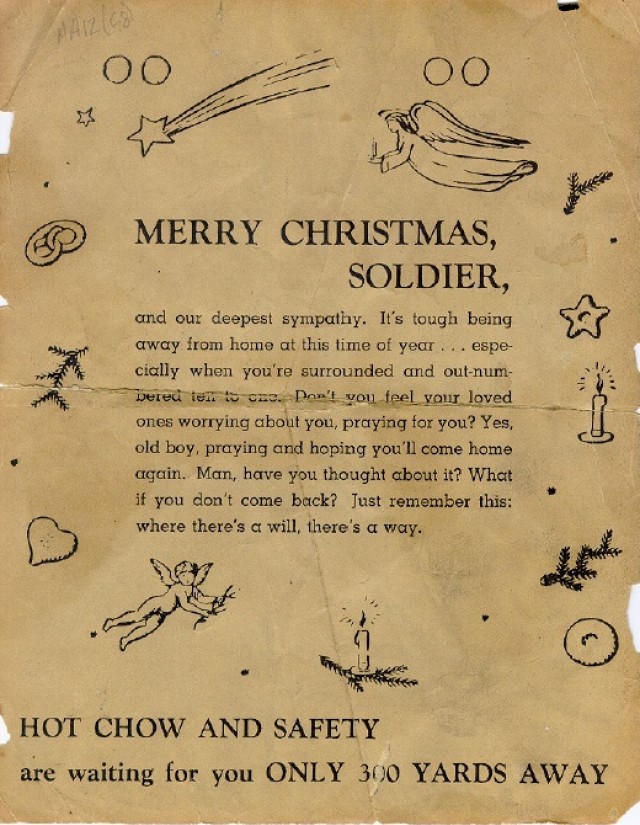 German propaganda leaflet fired into Bastogne